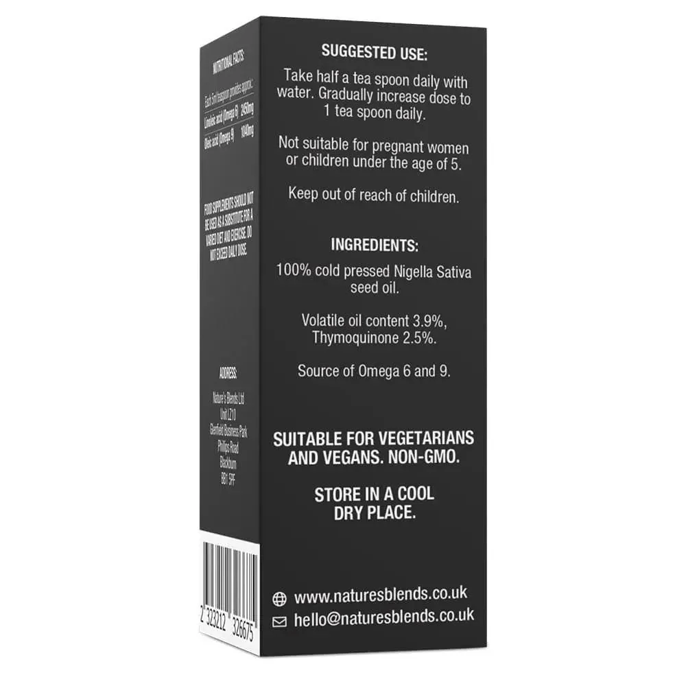 Black Seed Oil, Ethiopian, Raw Virgin Cold Pressed nigella sativa Oil (100ml) - Image 3